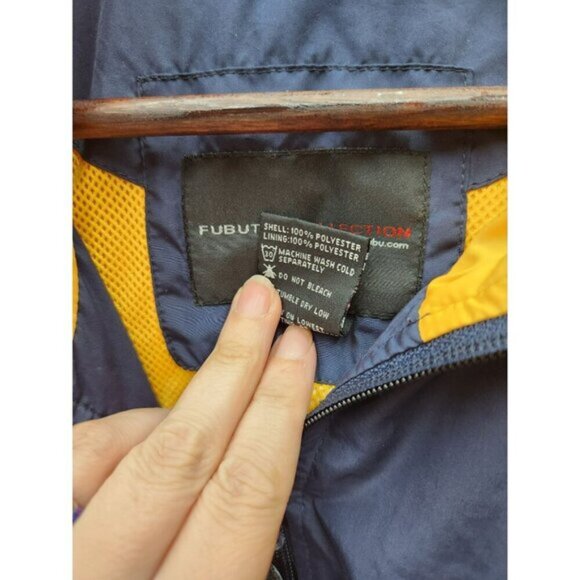 FUBU The Collection XXL Mens Hooded Windbreaker Jacket Blue & Yellow - Picture 5 of 7